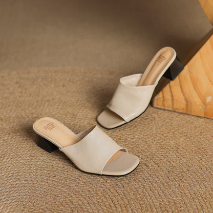 Lori Genuine Leather Open-Toe Mules