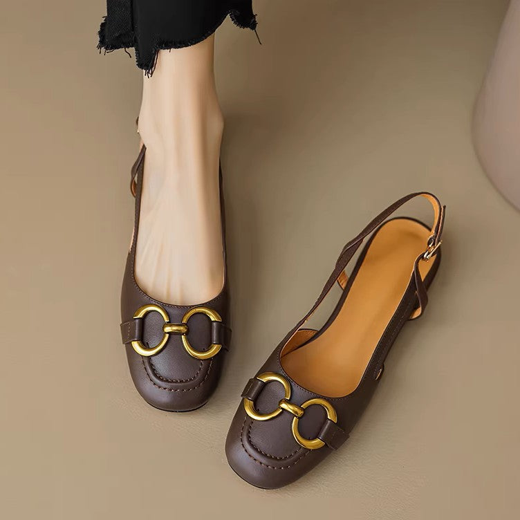 Brylo Genuine Leather Slingbacks
