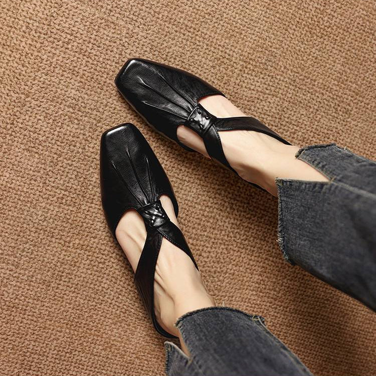 Doria Genuine Leather X-Strap Mules