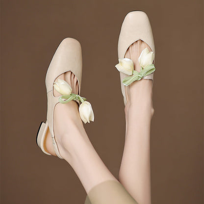 Tulip Genuine Leather Slingbacks