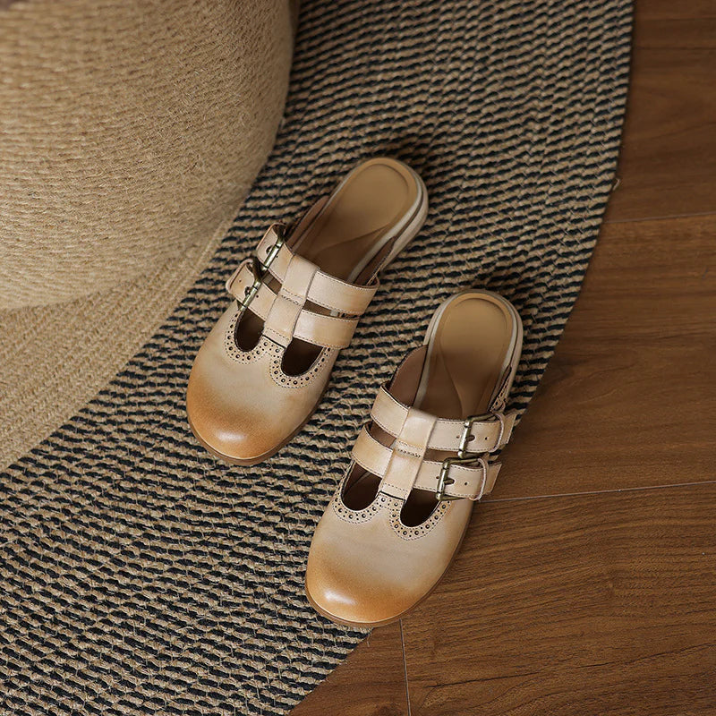 Adria Genuine Leather Mules