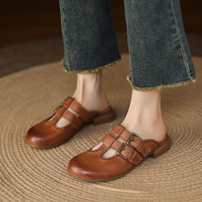 Adria Genuine Leather Mules