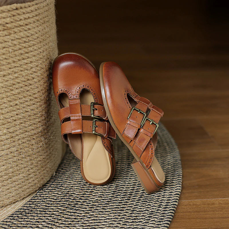 Adria Genuine Leather Mules