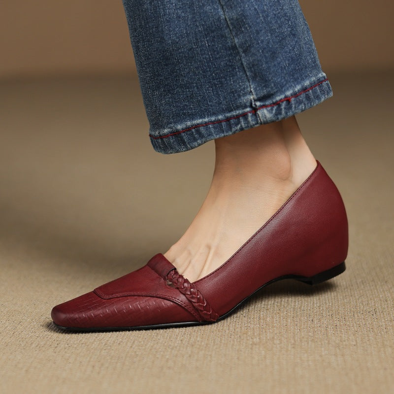 Alira Genuine Leather Wedge Pumps