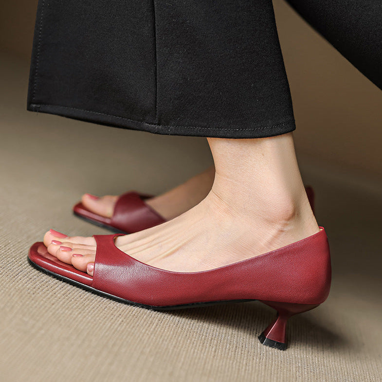 Doria Peep Toe Genuine Leather Heels