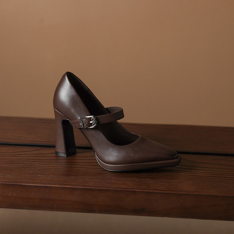 Eda Genuine Leather Heels