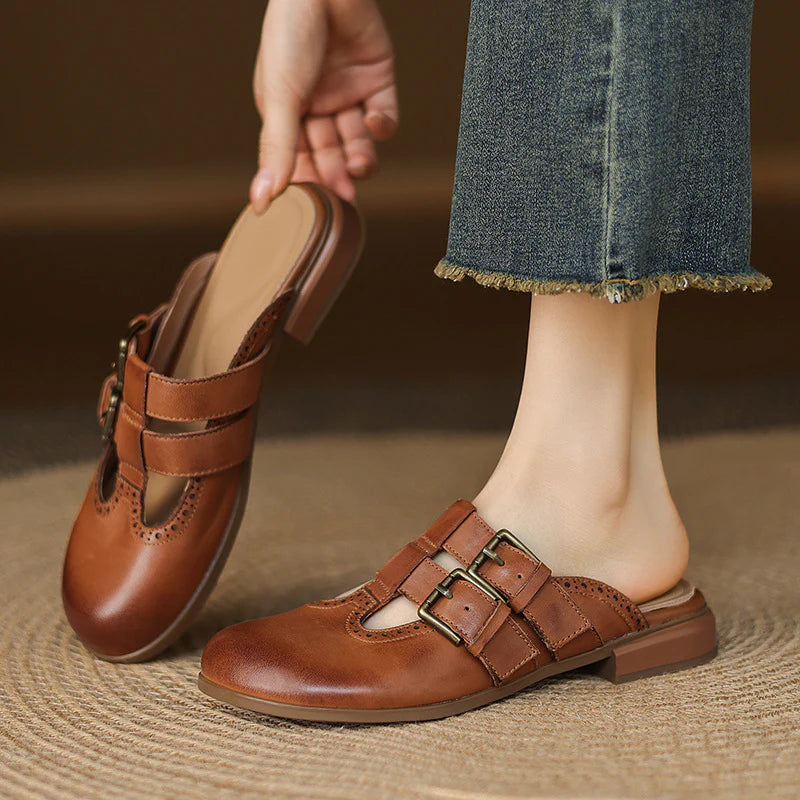 Adria Genuine Leather Mules
