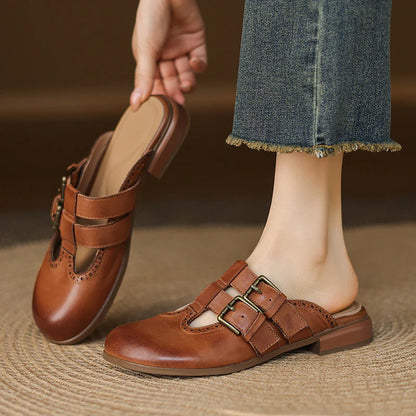 Adria Genuine Leather Mules