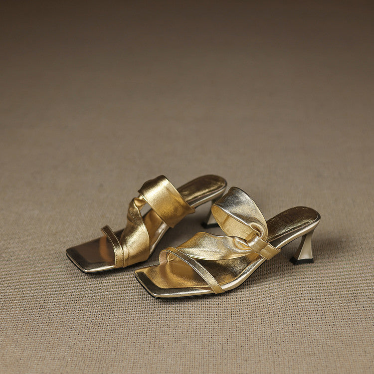 Zelen Genuine Leather Crossover Strap Sandals