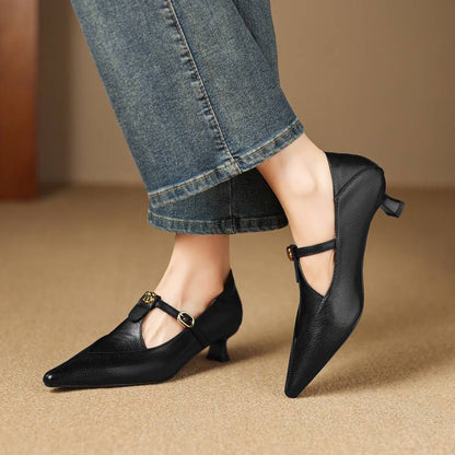 Olia Genuine Leather Kitten Heels