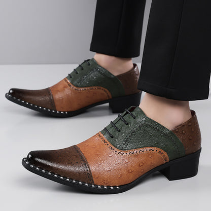 Brant Ostrich-Print Leather Dress Shoes