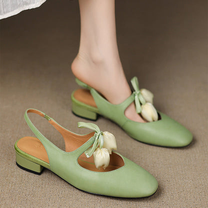 Tulip Genuine Leather Slingbacks