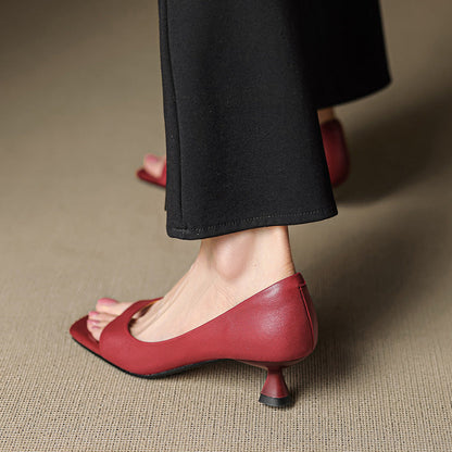 Doria Peep Toe Genuine Leather Heels