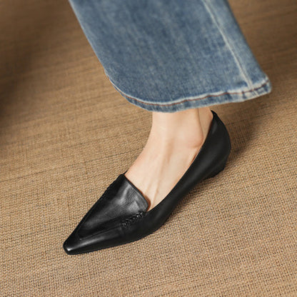 Lena Genuine Leather Pointed-Toe Pumps