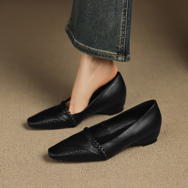Alira Genuine Leather Wedge Pumps