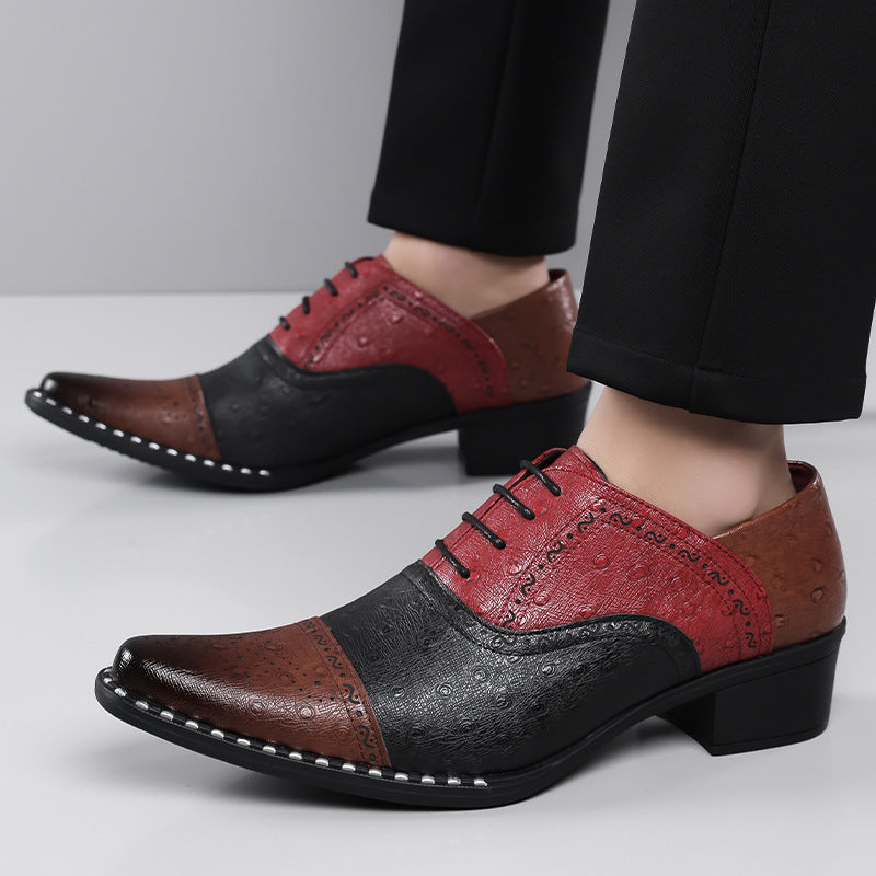 Brant Ostrich-Print Leather Dress Shoes