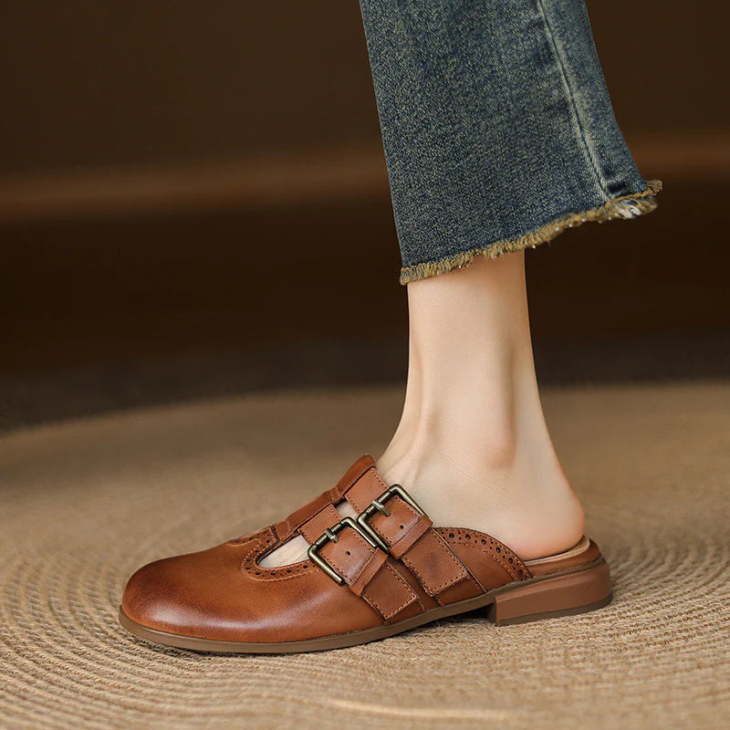 Adria Genuine Leather Mules