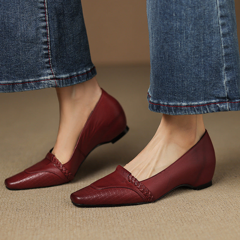 Alira Genuine Leather Wedge Pumps