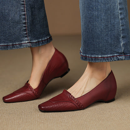 Alira Genuine Leather Wedge Pumps