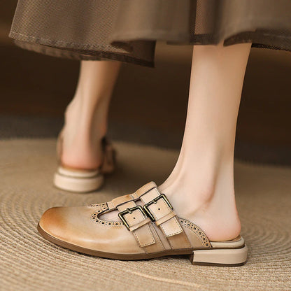 Adria Genuine Leather Mules