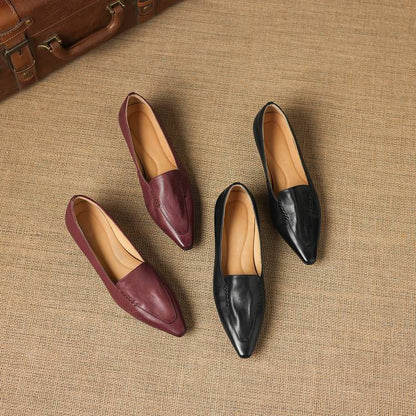 Lena Genuine Leather Pointed-Toe Pumps