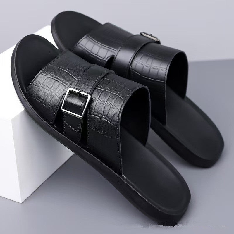 Daric Crocodile Pattern Leather Sandals