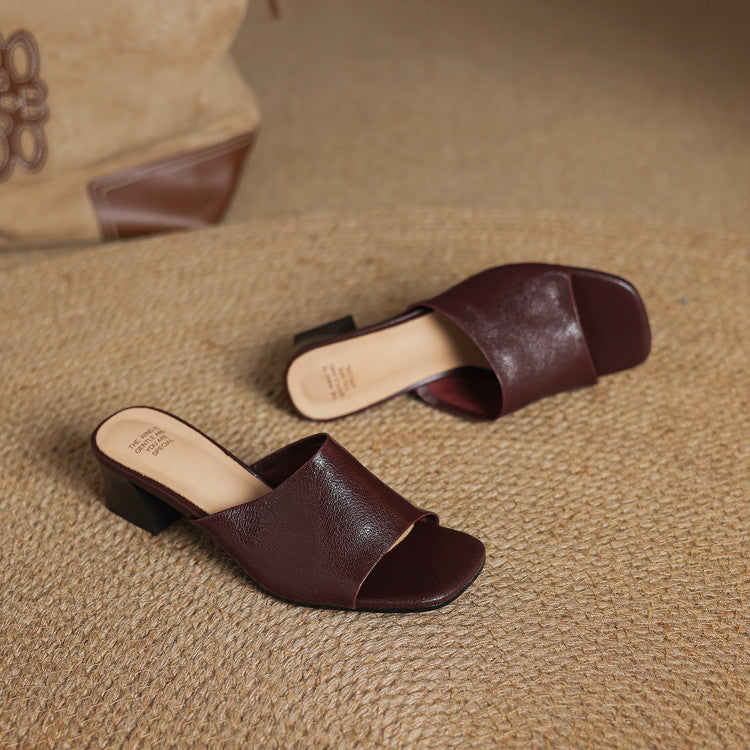 Lori Genuine Leather Open-Toe Mules
