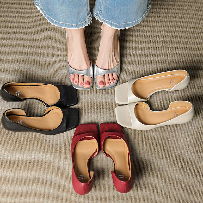 Doria Peep Toe Genuine Leather Heels