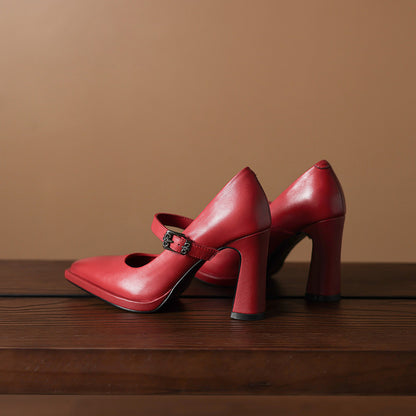 Eda Genuine Leather Heels