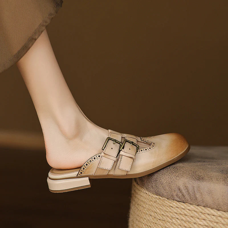 Adria Genuine Leather Mules