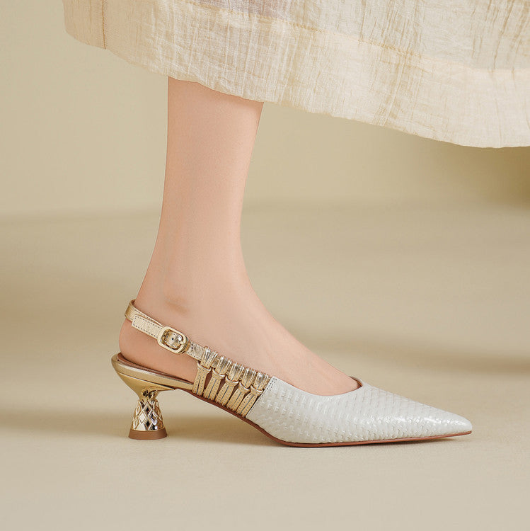 Vessa Genuine Leather Slingback Kitten Heels