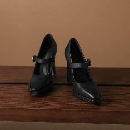 Eda Genuine Leather Heels