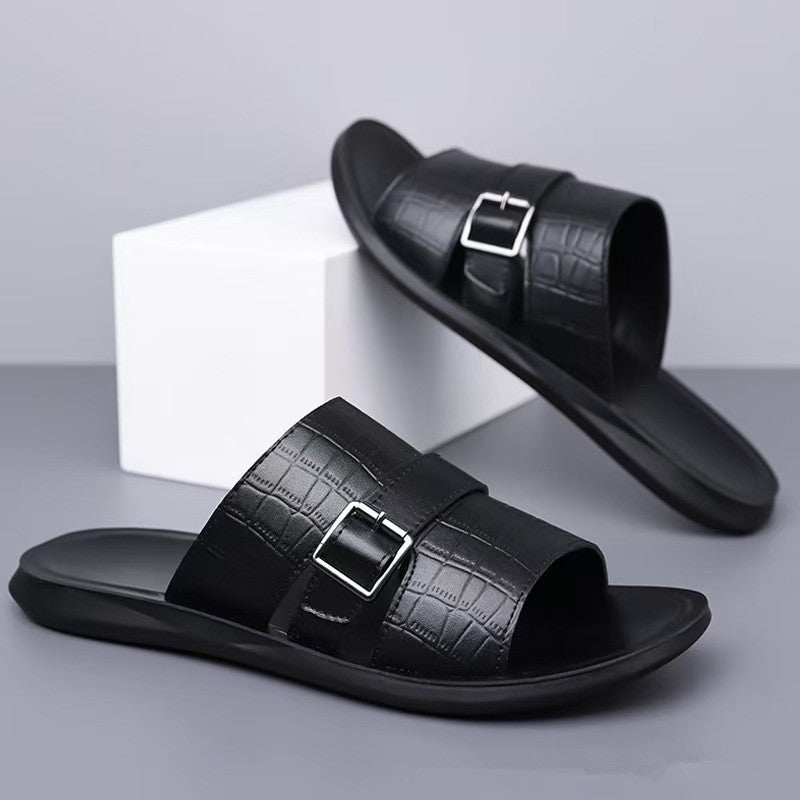 Daric Crocodile Pattern Leather Sandals