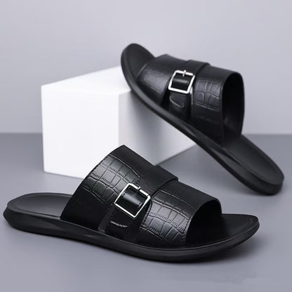 Daric Crocodile Pattern Leather Sandals