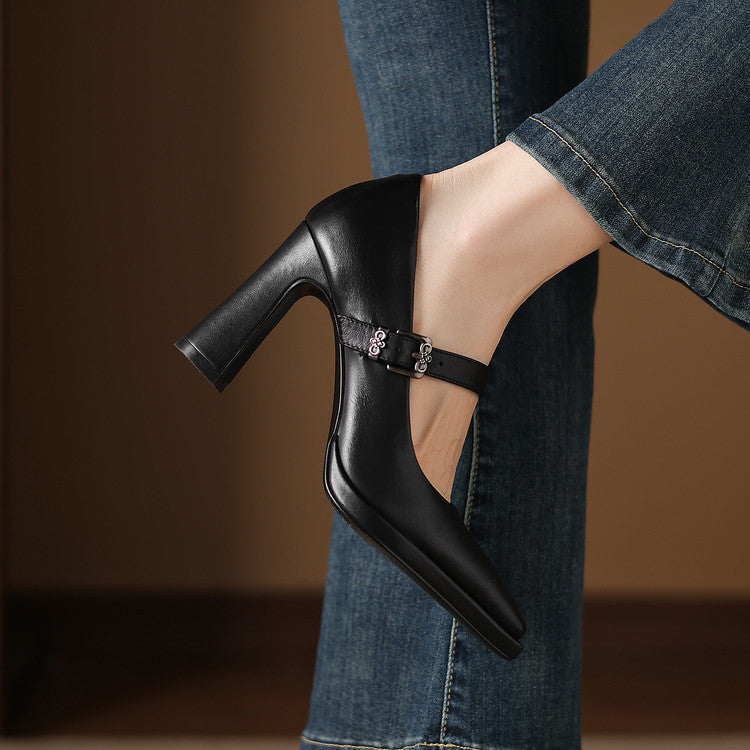 Eda Genuine Leather Heels