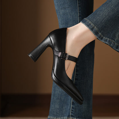 Eda Genuine Leather Heels