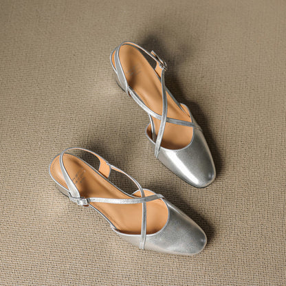 Norea Genuine Leather Cross Strap Heels