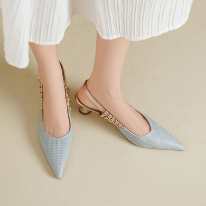 Vessa Genuine Leather Slingback Kitten Heels
