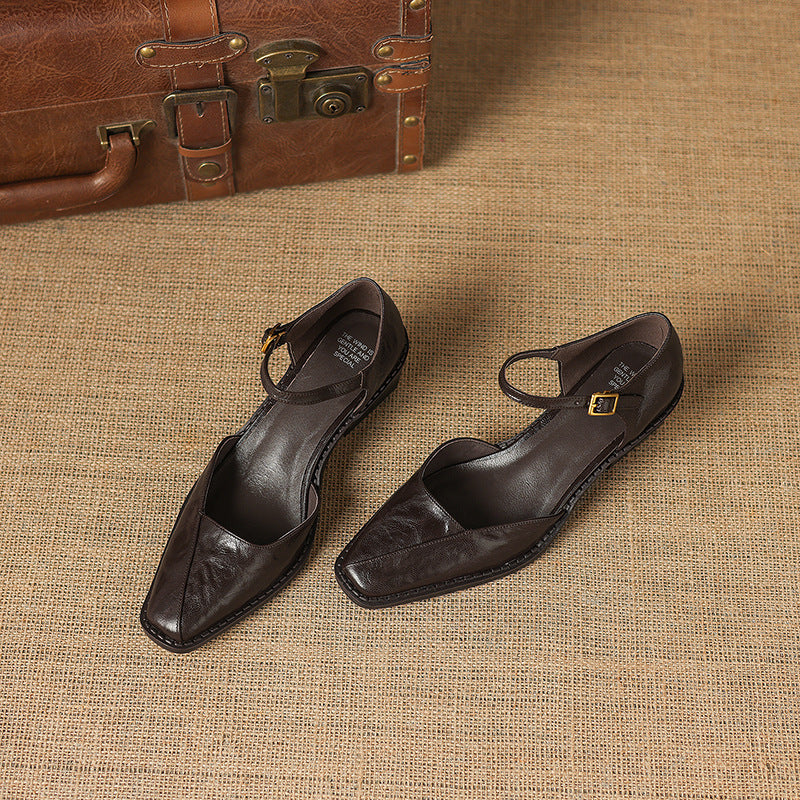 Elra Genuine Leather Mary Jane Heels