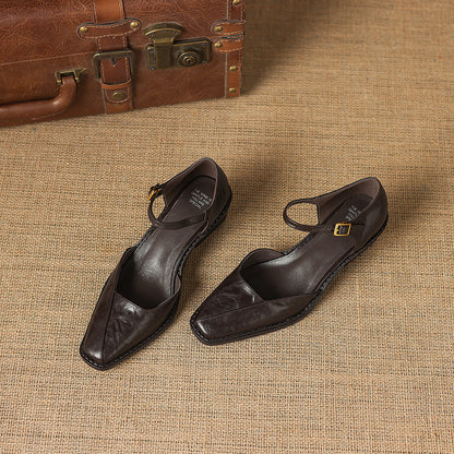 Elra Genuine Leather Mary Jane Heels