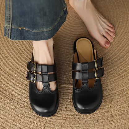 Adria Genuine Leather Mules