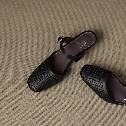 Mevi Genuine Leather Flat Mules