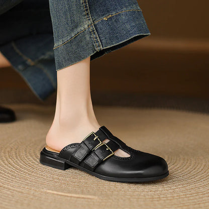 Adria Genuine Leather Mules