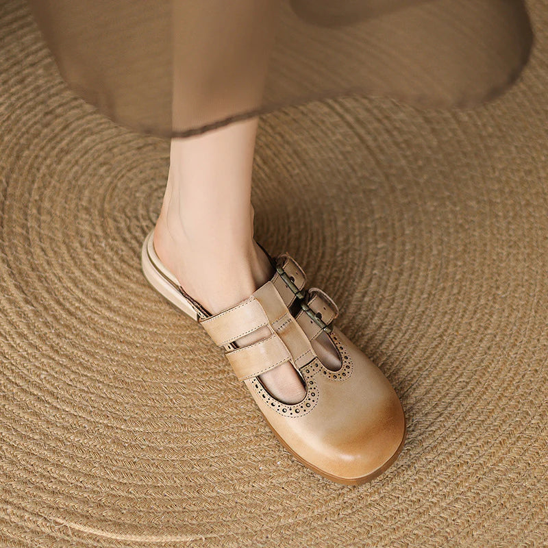 Adria Genuine Leather Mules