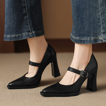 Eda Genuine Leather Heels