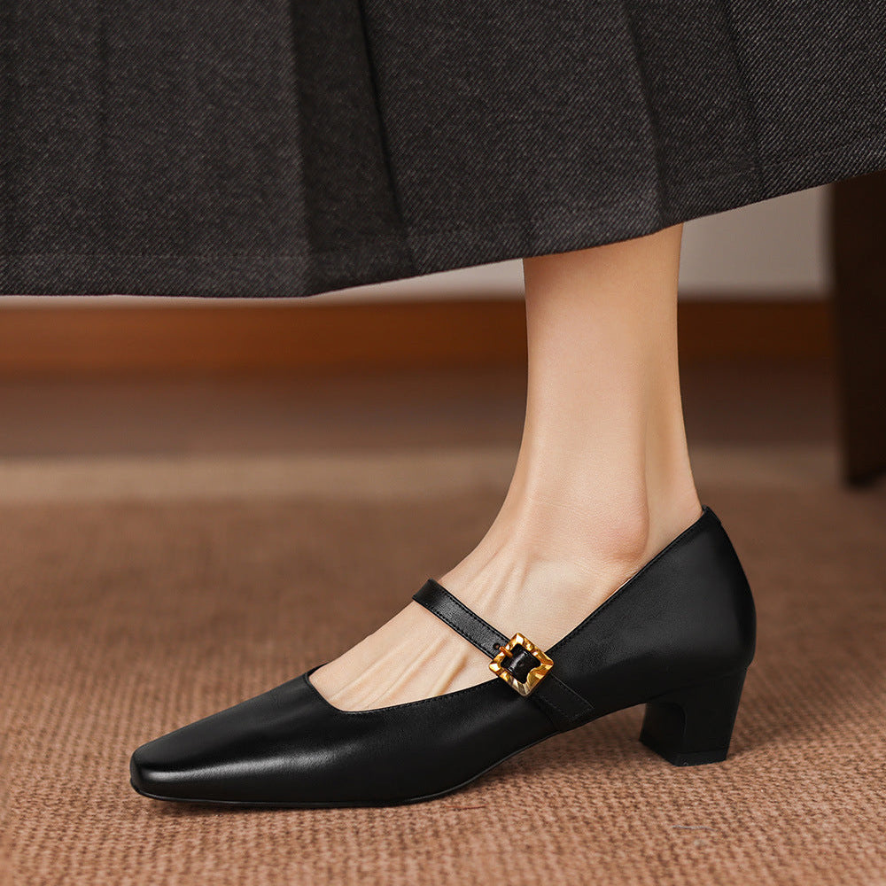 Elif Genuine Leather Heels
