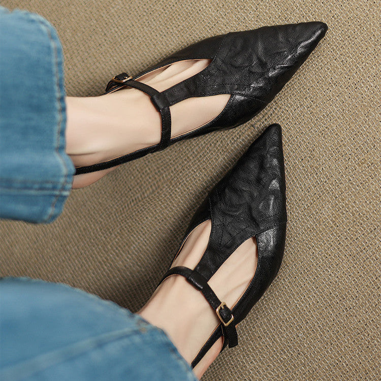 Noir Genuine Leather Heels