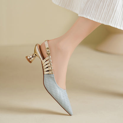 Vessa Genuine Leather Slingback Kitten Heels
