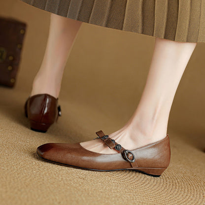 Neris Genuine Leather Mary Jane Flats