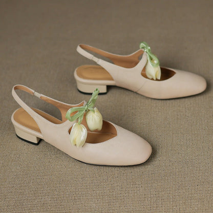 Tulip Genuine Leather Slingbacks
